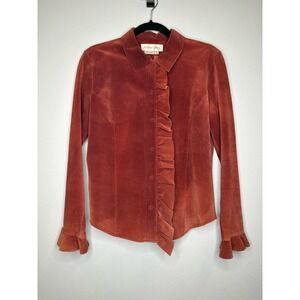 Vintage Margaret Godfrey Suede Leather Shirt Jacket Ruffle 8